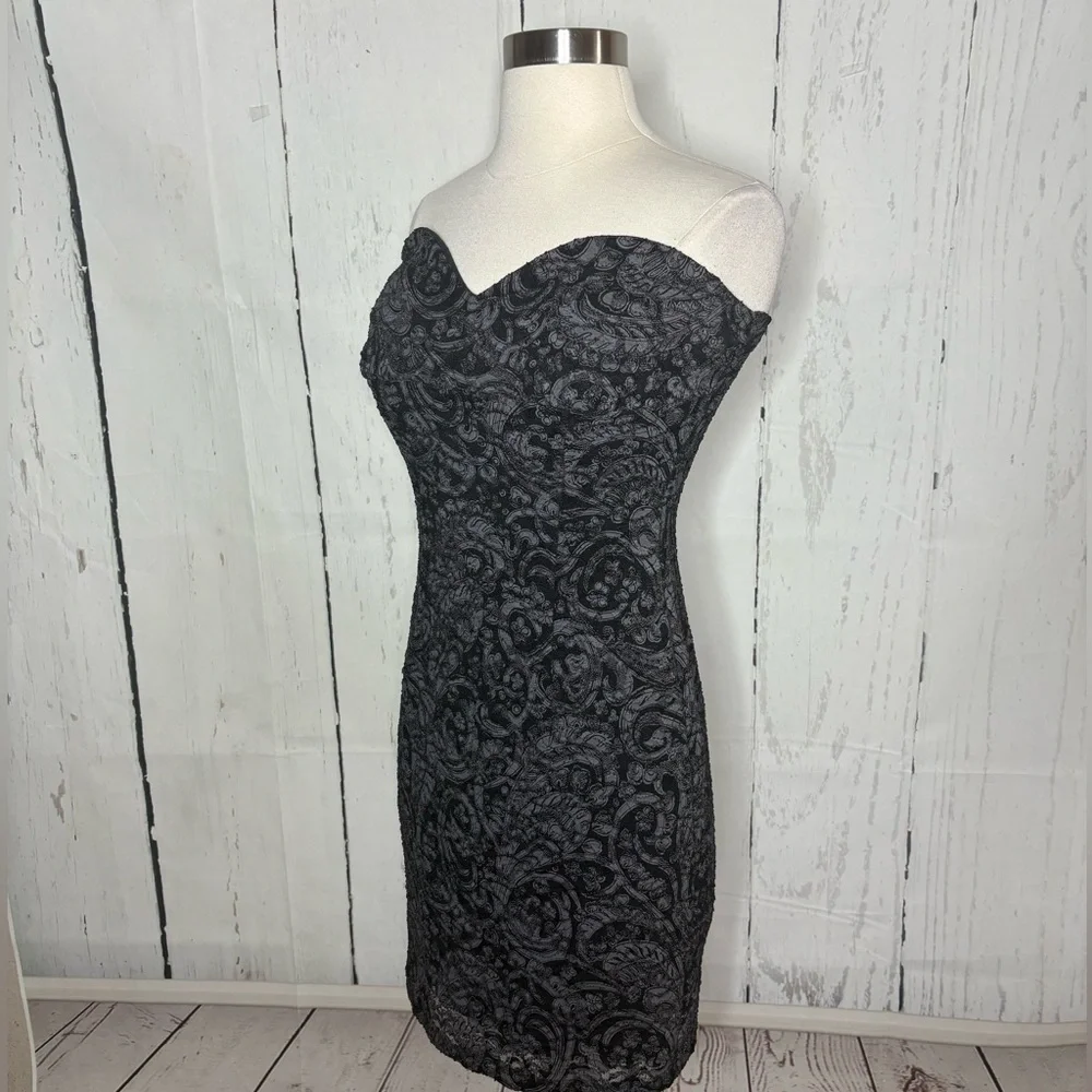 a'gaci Elegant Black Lace Midi Dress